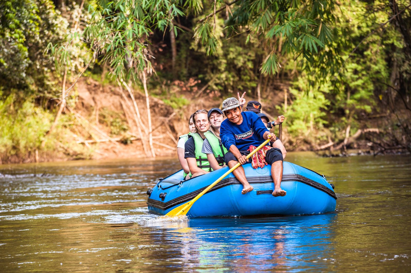 Rafting back to the village